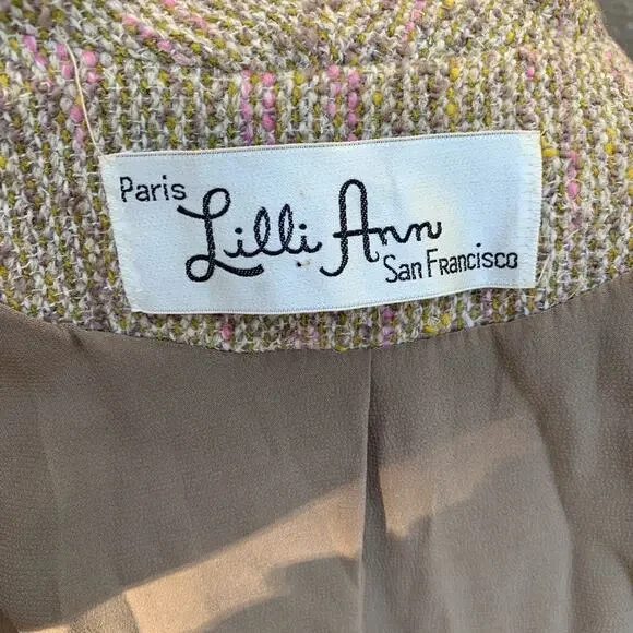 Vintage Lilli Ann Paris open front tan wool jacket